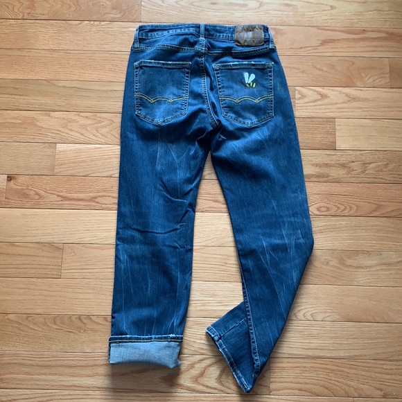 American Eagle slim straight jeans - hand painted - Picture 4 of 6